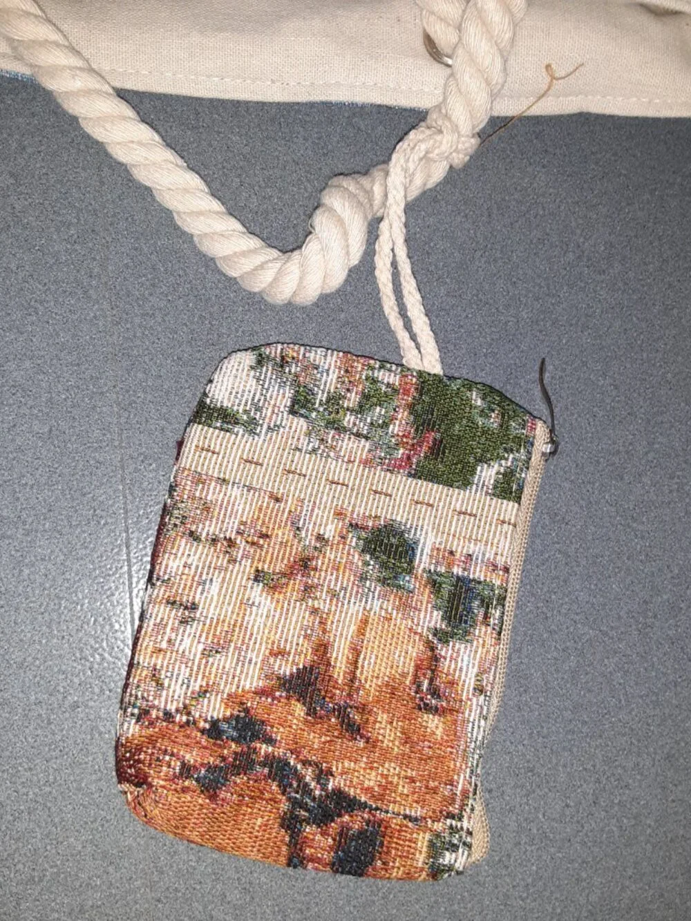 Handmade Embroidered Bag - Jerusalem Crossbody With Camel and thick rope handles